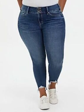 Torrid  Jegging - Super Soft Eco Medium Dark Wash With Frayed Hem, 20R